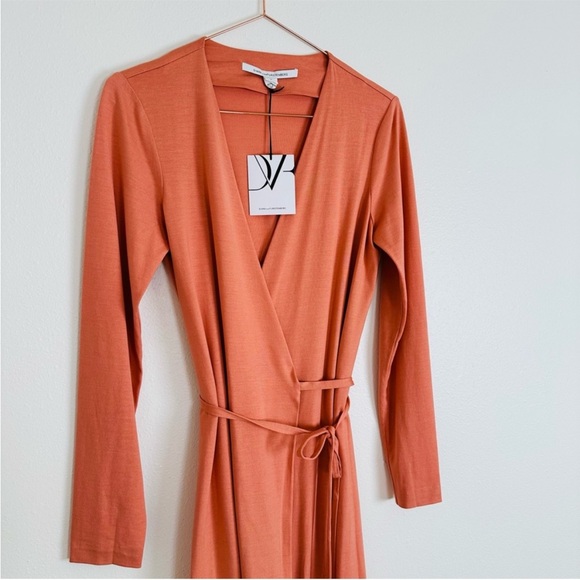 NWT Diane Von Furstenberg Terra Cotta Silk Blend Wrap Dress - Picture 6 of 8